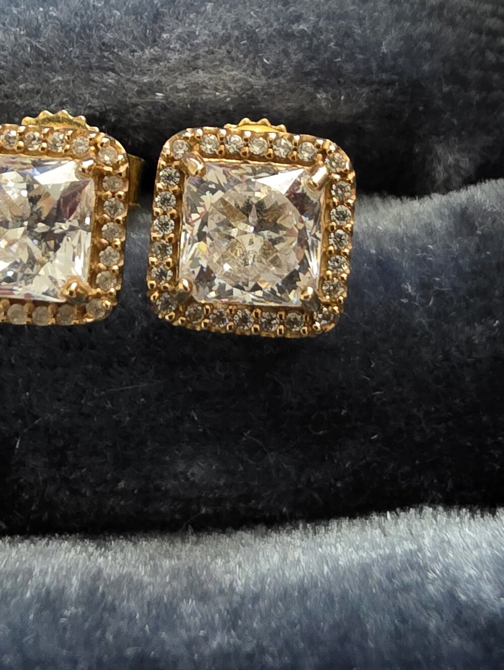 14k CZ Pandora Yellow Gold Stud Earrings (Vintage) - Picture 3 of 13